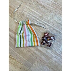 Dice Bag + Matching Dice Set – Handmade Gift for TTRPG Players - 70's Vibe
